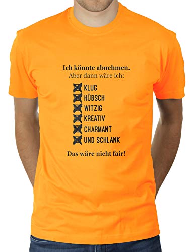 Ich könnte abnehmen Aber dann wäre ich klug, hübsch, witzig, kreativ, charmant und schlank. - Herren T-Shirt von KaterLikoli, Gr. 3XL, Gold Yellow von Likoli