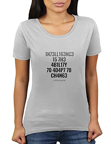 Intelligence is The Ability to Adapt to Change - Stephen Hawking Zitat - Damen T-Shirt von KaterLikoli, Gr. 2XL, Light Gray von Likoli