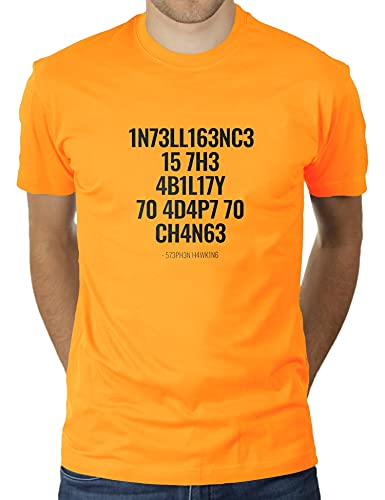 Intelligence is The Ability to Adapt to Change - Stephen Hawking Zitat - Herren T-Shirt von KaterLikoli, Gr. XL, Gold Yellow von Likoli