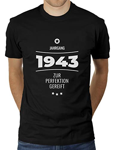 Jahrgang 1943 - zur Perfektion gereift - Geburtstagsgeschenk für im Jahr 1943 Geborene - Geburtstag - Herren T-Shirt von KaterLikoli, Gr. 2XL, Deep Black von Likoli