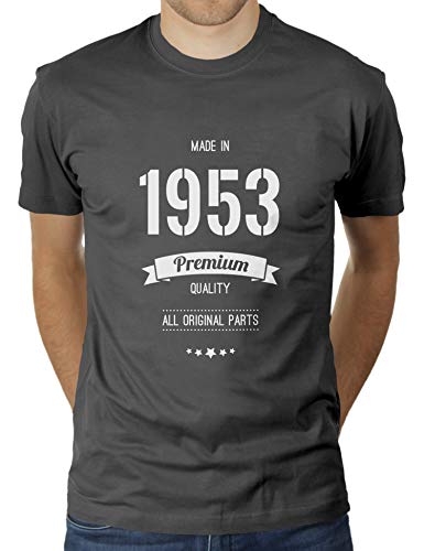 Jahrgang 1953 - All Parts Original - Geburtstag - 67 Jahre alt - Vintage - Herren T-Shirt von KaterLikoli, Gr. M, Anthrazit von Likoli