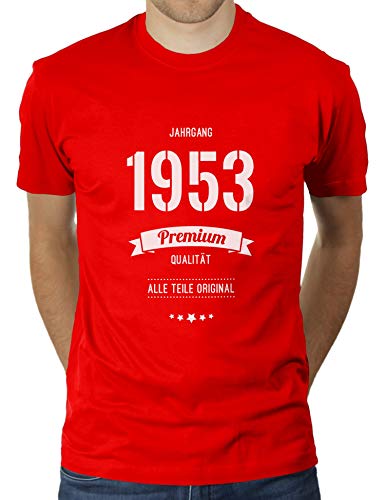 Jahrgang 1953 - Alle Teile original - Geburtstag - 67 Jahre alt - Herren T-Shirt von KaterLikoli, Gr. 2XL, Red von Likoli