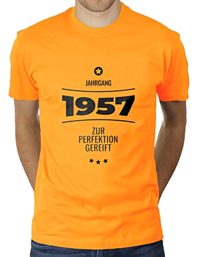 Jahrgang 1957 - zur Perfektion gereift - Geburtstagsgeschenk für im Jahr 1957 Geborene - Geburtstag - Herren T-Shirt von KaterLikoli, Gr. XL, Gold Yellow von Likoli