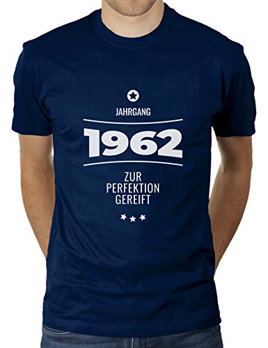 Jahrgang 1962 - zur Perfektion gereift - Geburtstagsgeschenk für im Jahr 1962 Geborene - Geburtstag - Herren T-Shirt von KaterLikoli, Gr. L, French Navy von Likoli