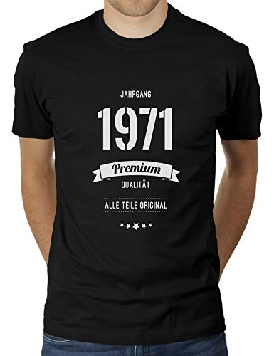 Jahrgang 1971 - Alle Teile original - Geburtstag - 49 Jahre alt - Herren T-Shirt von KaterLikoli, Gr. L, Deep Black von Likoli
