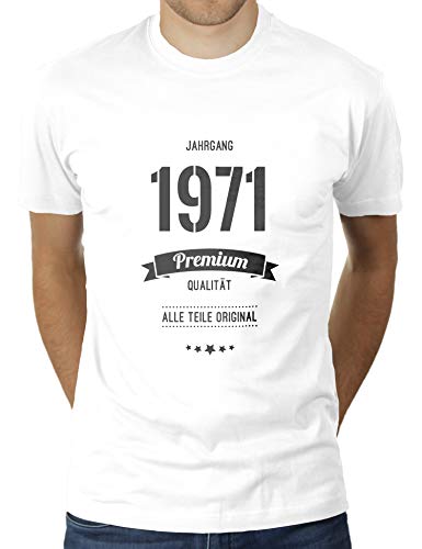 Jahrgang 1971 - Alle Teile original - Geburtstag - 49 Jahre alt - Herren T-Shirt von KaterLikoli, Gr. M, Weiß von Likoli