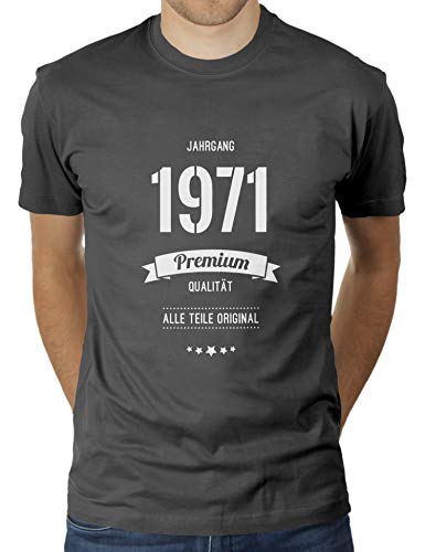 Jahrgang 1971 - Alle Teile original - Geburtstag - 49 Jahre alt - Herren T-Shirt von KaterLikoli, Gr. XL, Anthrazit von Likoli