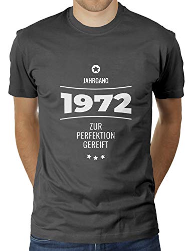 Jahrgang 1972 - zur Perfektion gereift - Geburtstagsgeschenk für im Jahr 1972 Geborene - Geburtstag - Herren T-Shirt von KaterLikoli, Gr. XL, Anthrazit von Likoli