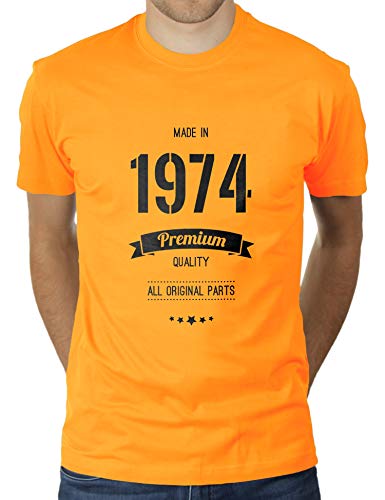 Jahrgang 1974 - All Parts Original - Geburtstag - 46 Jahre alt - Vintage - Herren T-Shirt von KaterLikoli, Gr. 2XL, Gold Yellow von Likoli