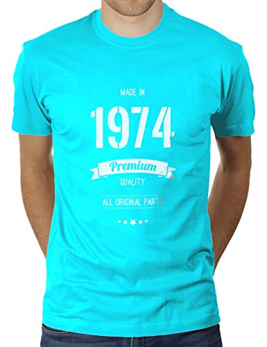 Jahrgang 1974 - All Parts Original - Geburtstag - 46 Jahre alt - Vintage - Herren T-Shirt von KaterLikoli, Gr. 2XL, Turquoise von Likoli