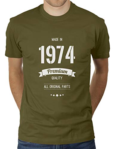 Jahrgang 1974 - All Parts Original - Geburtstag - 46 Jahre alt - Vintage - Herren T-Shirt von KaterLikoli, Gr. 3XL, Olive von Likoli