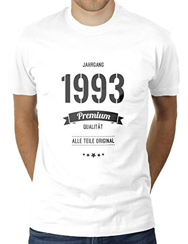 Jahrgang 1993 - Alle Teile original - Geburtstag - 27 Jahre alt - Herren T-Shirt von KaterLikoli, Gr. 2XL, Weiß von Likoli