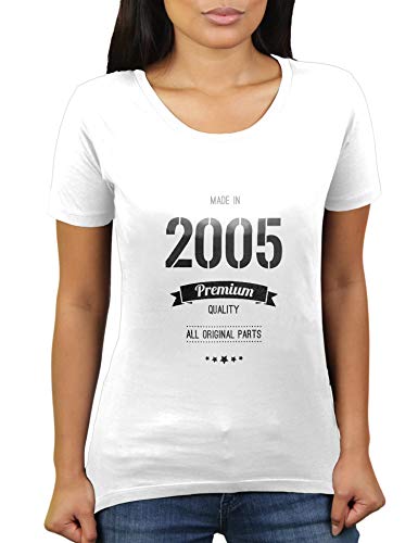 Jahrgang 2005 - All Parts Original - Geburtstag - 15 Jahre alt - Vintage - Damen T-Shirt von KaterLikoli, Gr. S, Weiß von Likoli