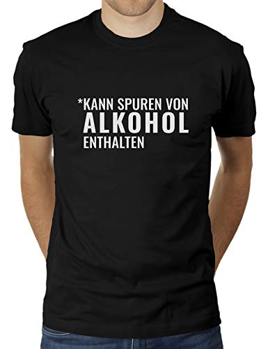 Kann Spuren von Alkohol enthalten - Herren T-Shirt von KaterLikoli, Gr. XL, Deep Black von Likoli