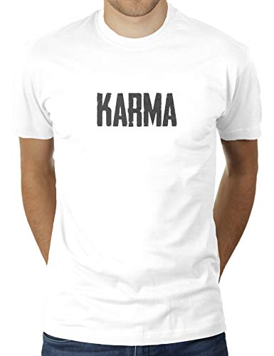 Karma - Herren T-Shirt von KaterLikoli, Gr. XL, Weiß von Likoli