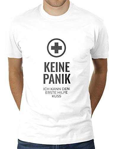 Keine Panik - Ich Kann Den Erste Hilfe Kuss - Karnevalskostüm - Karneval - Herren T-Shirt von KaterLikoli, Gr. XL, Weiß von Likoli