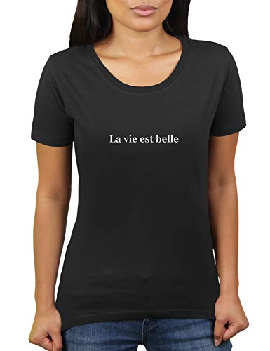 La Vie est Belle - Damen T-Shirt von KaterLikoli, Gr. 2XL, Deep Black von Likoli