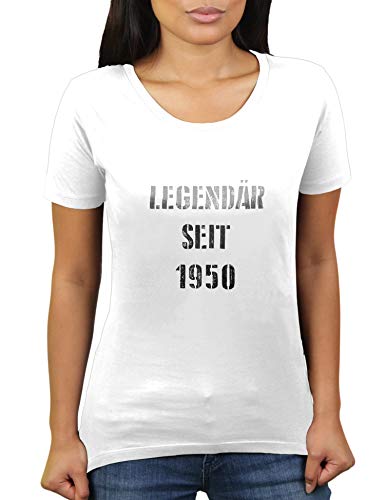 Legendär seit 1950 - Geburtstag - 70 Jahre alt - Geburtstagsgeschenk - Damen T-Shirt von KaterLikoli, Gr. L, Weiß von Likoli