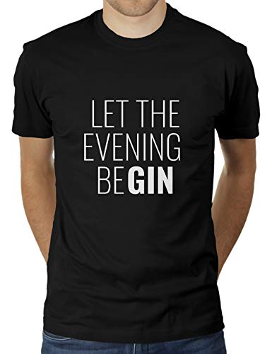 Let The Evening Be Gin - Herren T-Shirt von KaterLikoli, Gr. M, Deep Black von Likoli