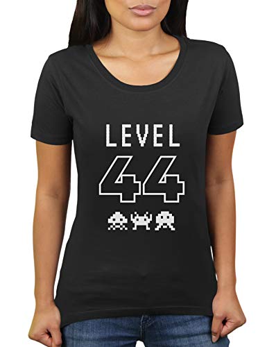 Level 44 Reached - Herzlichen Glückwunsch Geschenk zum 44 sten Geburtstag - Damen T-Shirt von KaterLikoli, Gr. XL, Deep Black von Likoli