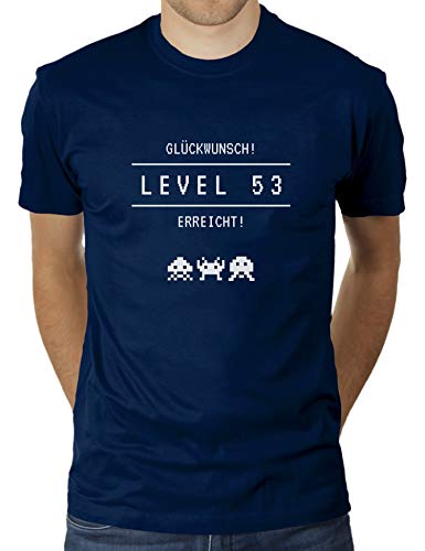 Level 53 erreicht - Herzlichen Glückwunsch Geschenk zum 53 sten Geburtstag - Herren T-Shirt von KaterLikoli, Gr. 3XL, French Navy von Likoli