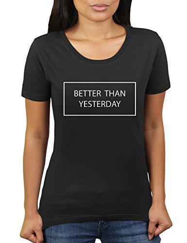 Likoli Better Than Yesterday - Damen T-Shirt von Kater, Gr. 2XL, Deep Black von Likoli