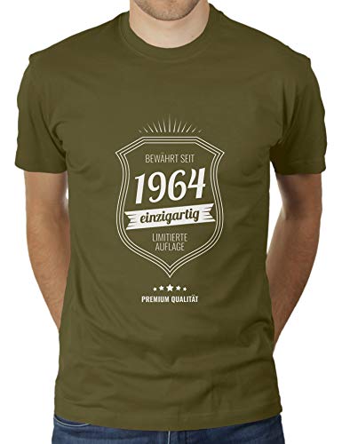 Lustiges Geburtstagsgeschenk 56-jähriger Jahrgang 1964 Geschenkidee zum 56 Geburtstag - Herren T-Shirt von KaterLikoli, Gr. 2XL, Olive von Likoli