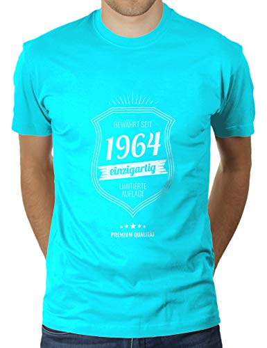 Lustiges Geburtstagsgeschenk 56-jähriger Jahrgang 1964 Geschenkidee zum 56 Geburtstag - Herren T-Shirt von KaterLikoli, Gr. 3XL, Turquoise von Likoli