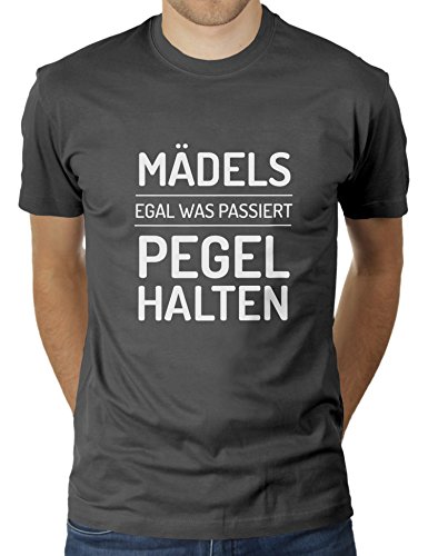 Mädels, egal was passiert, Pegel halten - Herren T-Shirt von KaterLikoli, Gr. L, Anthrazit von Likoli