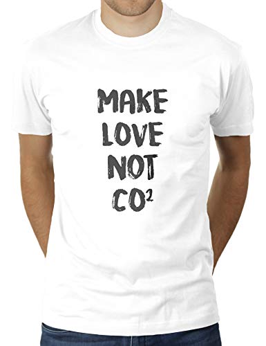 Make Love Not Co2 - Klimawandel Aktivist Protest Demo - Herren T-Shirt von KaterLikoli, Gr. M, Weiß von Likoli