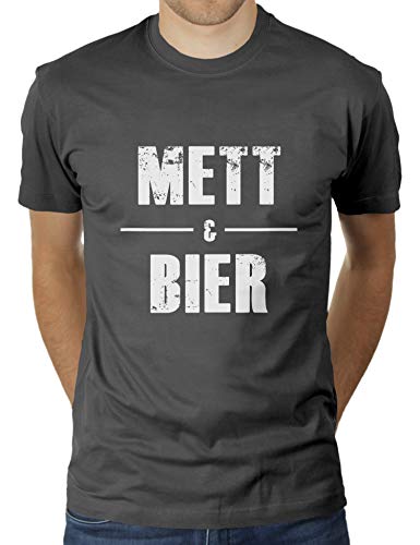 Mett & Bier - Herren T-Shirt von KaterLikoli, Gr. L, Anthrazit von Likoli