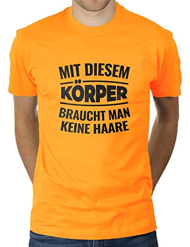 Mit diesem Körper Braucht Man Keine Haare - Herren T-Shirt von KaterLikoli, Gr. L, Gold Yellow von Likoli