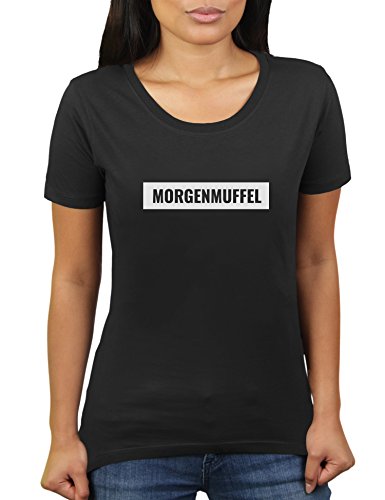 Morgenmuffel - Damen T-Shirt von KaterLikoli, Gr. M, Deep Black von Likoli