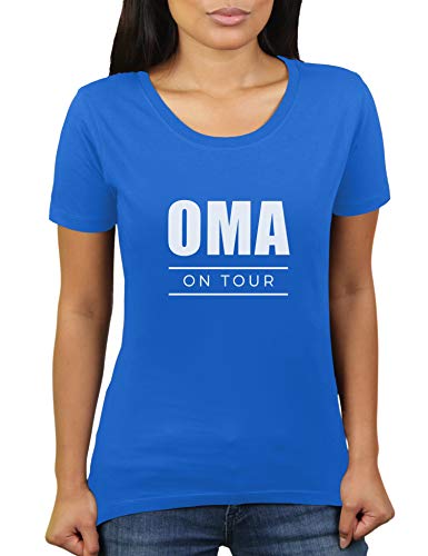 Oma On Tour - Damen T-Shirt von KaterLikoli, Gr. L, Royal Blue von Likoli