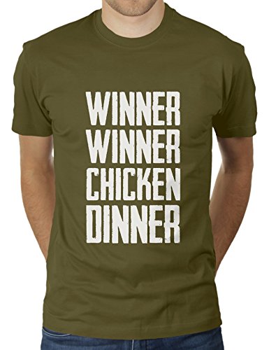 PUBG Winner Winner Chicken Dinner Player Unknown Battlegrounds - Herren T-Shirt von KaterLikoli, Gr. XL, Olive von Likoli