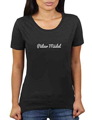 Pälzer Mädel - Aus der Pfalz - Damen T-Shirt von KaterLikoli, Gr. L, Deep Black von Likoli