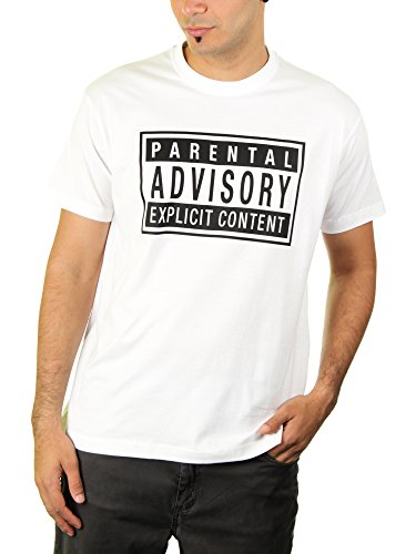 Parental Advisory - Herren T-Shirt von KaterLikoli, Gr. S, Weiß von Likoli