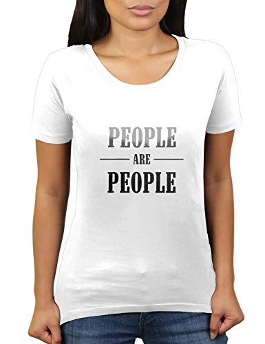 People Are People - Damen T-Shirt von KaterLikoli, Gr. L, Weiß von Likoli