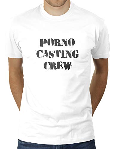 Porno Casting Crew - Herren T-Shirt von KaterLikoli, Gr. L, Weiß von Likoli