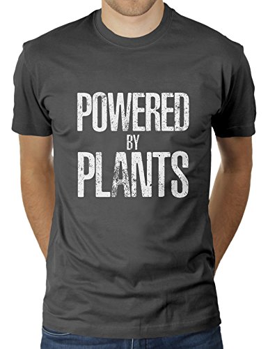 Powered by Plants - Vegan Life Shirt - Herren T-Shirt von KaterLikoli, Gr. M, Anthrazit von Likoli