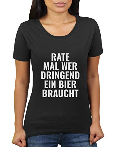 Rate mal wer dringend EIN Bier braucht - Damen T-Shirt von KaterLikoli, Gr. XL, Deep Black von Likoli