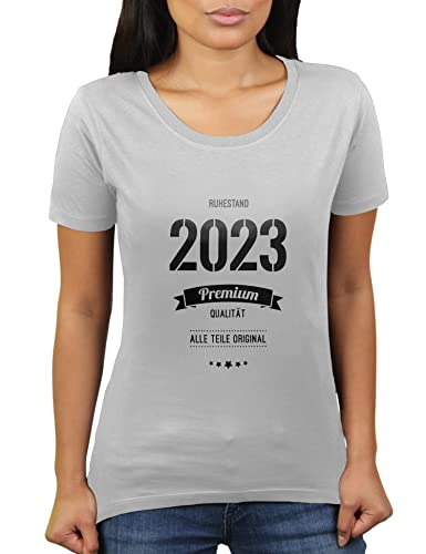 Rente im Jahr 2023 - Freude auf den Ruhestand - Alle Teile Original - Damen T-Shirt von KaterLikoli, Gr. 3XL, Light Gray von Likoli