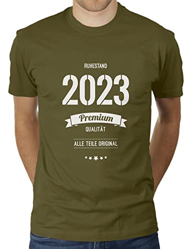 Rente im Jahr 2023 - Freude auf den Ruhestand - Alle Teile Original - Herren T-Shirt von KaterLikoli, Gr. XL, Olive von Likoli