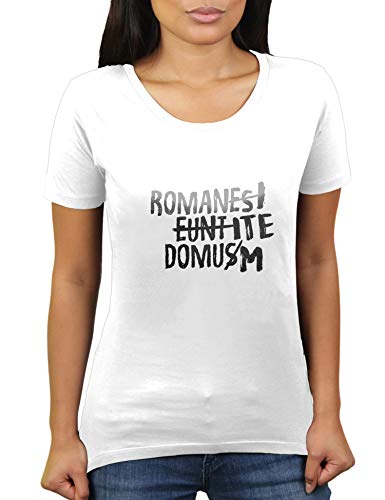 Romani ITE Domum - Damen T-Shirt von KaterLikoli, Gr. M, Weiß von Likoli