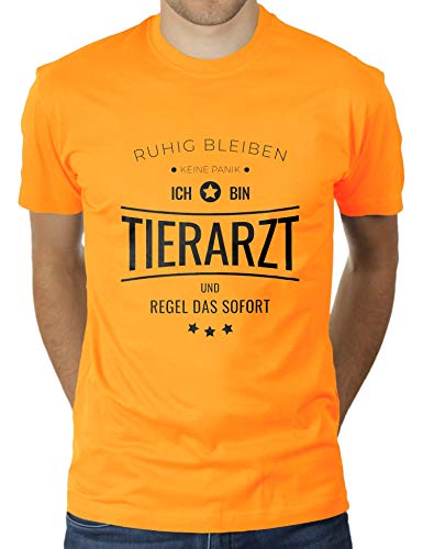 Ruhig bleiben - Keine Panik - Ich Bin Tierarzt und Regel das sofort - Herren T-Shirt von KaterLikoli, Gr. 3XL, Gold Yellow von Likoli