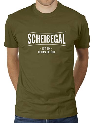 Scheißegal ist EIN geiles Gefühl - Herren T-Shirt von KaterLikoli, Gr. XL, Olive von Likoli