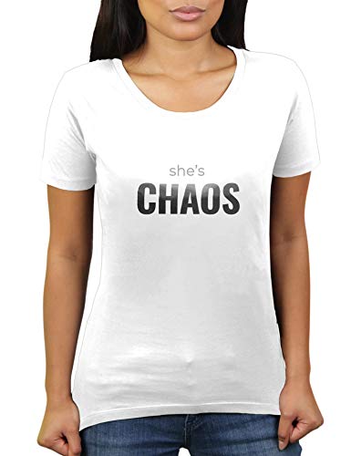 She's Chaos - Damen T-Shirt von KaterLikoli, Gr. S, Weiß von Likoli