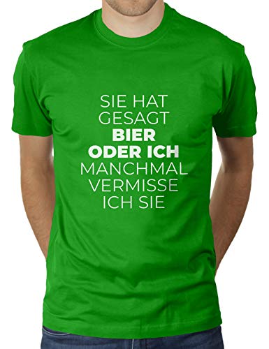 Sie hat gesagt Bier oder ich. Manchmal vermisse ich sie. - Herren T-Shirt von KaterLikoli, Gr. 2XL, Apple Green von Likoli