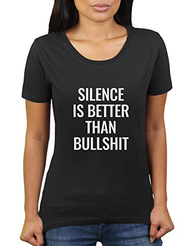 Silence is Better Than Bullshit - Damen T-Shirt von KaterLikoli, Gr. M, Deep Black von Likoli