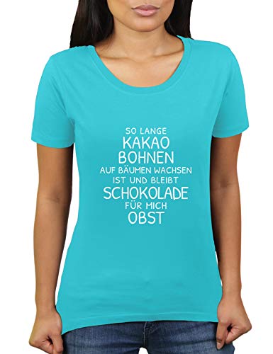 So Lange Kakao Bohnen auf Bäumen wachsen ist und bleibt Schokolade für Mich Obst - Damen T-Shirt von KaterLikoli, Gr. S, Turquoise von Likoli